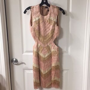 BCBG Maxazria “Ondria” fringe cutout dress size 4